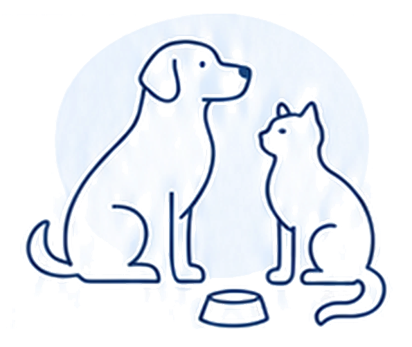 Line illustration of a dog and a cat